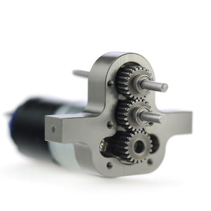 CNC Metal Transfer Gearbox & 370 Motor Set, High Torque Transmission Upgrade for WPL C14 C24 B14 B36, MN D90 MN99S, Q60 1/16 RC Truck (Light Grey) - color: Light Grey