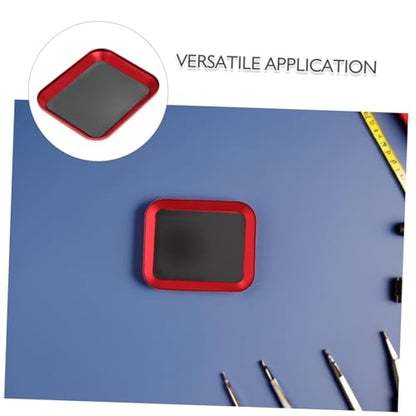 Abaodam Magnetic Rc Screw Tray Aluminum Alloy Screw Storage Plate with Red Metal Bowl for Model Aircraft and Car Parts Repair, 2pcs Set