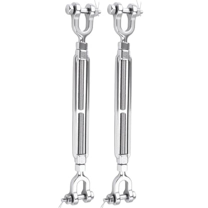 2 Pack 1/2" Jaw and Jaw Turnbuckle Heavy Duty, 4400 lbs Working Load Limit, Ultra Durable Stainless Steel Turnbuckles for Cables Wire Tension, Tractor, Sun Shade Tent, Deck, Ground Anchors - size: 1/2"(M12)-2PCS