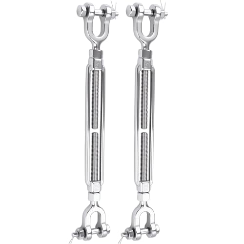 2 Pack 1/2" Jaw and Jaw Turnbuckle Heavy Duty, 4400 lbs Working Load Limit, Ultra Durable Stainless Steel Turnbuckles for Cables Wire Tension, Tractor, Sun Shade Tent, Deck, Ground Anchors - size: 1/2"(M12)-2PCS