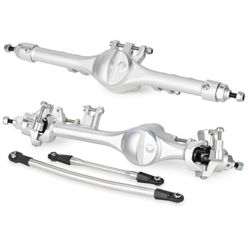 F10T Offset Straight Axle,CNC Machined Aluminum Front Rear Axle Set for VS4-10 SCX10 II Leaf Chassis 1/10 Scale RC Crawler Built (Silver) - color: Silver