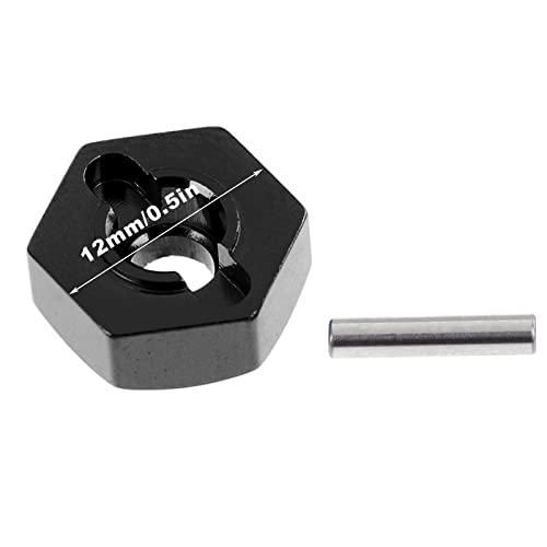 kingsea RC Front & Rear Aluminum Wheel Hubs Hex Driver Adapter 12 mm Upgrade 7154 Compatible with Traxxas 4x4 Slash E-Revo Summit 1/16 Truck Car - color: Black