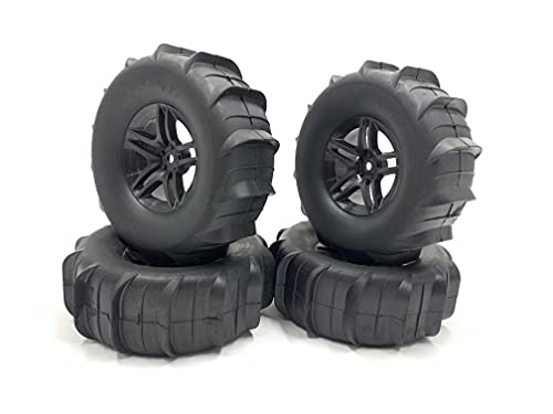 Beach 1/10 Scale 1.9" Beach/Snow Off Road Crawler Truck Wheels and Tires 108mmx37mm 4 Pack Hex 12mm NO Glued for 1/10 Scale RC Truck D90 D110 CC01 CR01 TRX4 TRX6 CROSSRC AXIAL SCX10