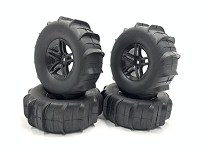 Beach 1/10 Scale 1.9" Beach/Snow Off Road Crawler Truck Wheels and Tires 108mmx37mm 4 Pack Hex 12mm NO Glued for 1/10 Scale RC Truck D90 D110 CC01 CR01 TRX4 TRX6 CROSSRC AXIAL SCX10
