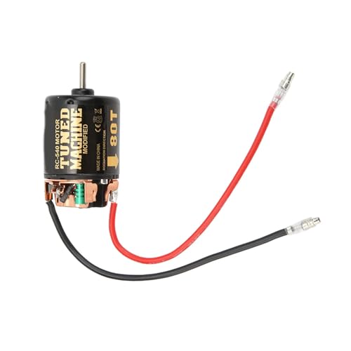 80T Brushed 540 Motor, Low Heat High Power RC Upgrade Part with Pre-Welded Wire Iron Copper Replacement Engine Accessories Compatible with SCX10 90046 1/10 RC Car
