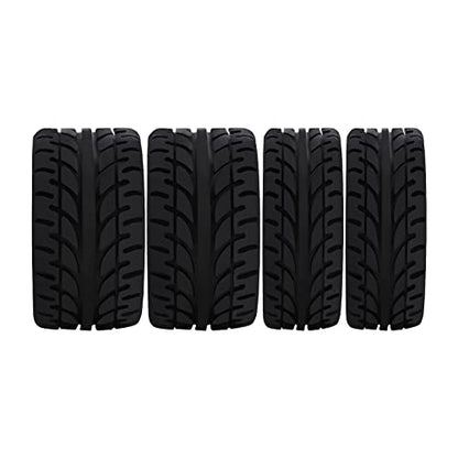 4Pcs 1/28 Rc Drift Car Tires, [2N+2W] High Grip Tires Simulated Tire Tread Racing Tyre for 1/28 Mosquito Cart MINI-Z MR03 IW04M AWD AMZ MINI-Q RC Car Upgrade Parts