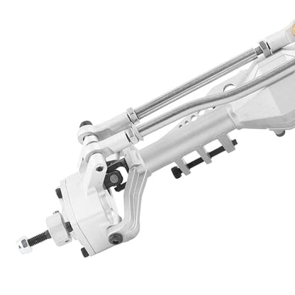 RC Front Axle，Aluminum Alloy Front and Rear Portal Axles Assembly 250mm/9.8in Length Metal Upgrades Accessories for 1.9 UTB RC Car (Silver) - color: Silver