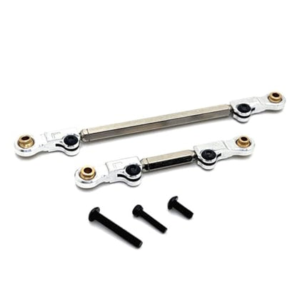 Compatible with MJX for Hyper Go H12Y 1/12 RC Crawler Car Upgrade Parts Accessories Metal Steering Link Rod Pull Rod RC Tie Link Rods(Silver) - size: Silver