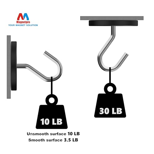 Magnetpro 4 Pieces Strong Rubber Coated Mounting Magnets 30 LB | Anti-Scratch over 30 LB Force with M4 Thread Hole and Bolts - size: 30LB - M4 Female 4P