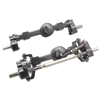 Metal Front and Rear Portal Axle Assembly Kit with 10.5mm High Ground Clearance for MN D90 MN99S FJ45 for WPL C14 C24 RC Crawler 1/12 1/16 Scale Upgrade Parts (Gray) - color: Gray