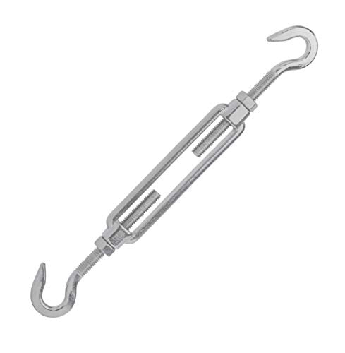 Open-Body Stainless Steel Hook & Hook 1/4” x 2-3/4” Turnbuckles for Tensioning Cable or Rope, T316 Marine Grade - color: Hook & Hook, size: 1/4" x 2-3/4"