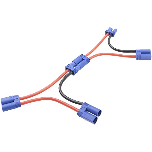 2Pcs HIRCQOO RC Car Serial Series Cable Adapter Compatible with XT90 Large Tamiya Traxxas EC5 XT60 EC3 T Plug for RC Truck Boat Lipo Battery ESC (EC5 Plug) - style: EC5 Plug