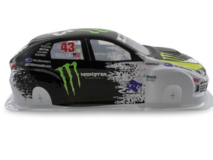 Painted PVC Body Shell for 1/10 On Road Racing Drift Car, No Cut, 1:10 Scale, Monster Energy Style (Monster-No 43 Body Shell with Tail Wings) - style: Monster-No 43 Body Shell with Tail Wings