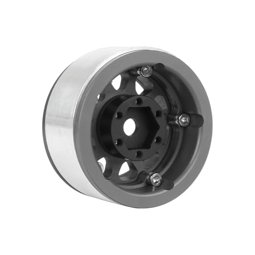 4PCS 1.55 Inch Aluminum Alloy Metal 10Holes Beadlock Wheel Rim Hubs Replacement Accessory for Tamiya AX90069 D90 TF2 CC01 CC02 1/10 RC Crawler Car Upgrade Parts (Black) - color: Black