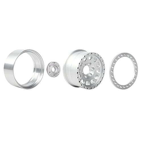 INJORA RC Rims 4pcs 1.9 Inch Beadlock RC Wheel Rim Set Wheel Hub for 1:10 RC Crawler Axial SCX10 SCX10 II 90046 SCX10 III AXI03007 TRX4 D90 12mm Hex (Silver) - color: Silver
