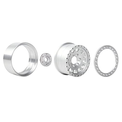 INJORA RC Rims 4pcs 1.9 Inch Beadlock RC Wheel Rim Set Wheel Hub for 1:10 RC Crawler Axial SCX10 SCX10 II 90046 SCX10 III AXI03007 TRX4 D90 12mm Hex (Silver) - color: Silver