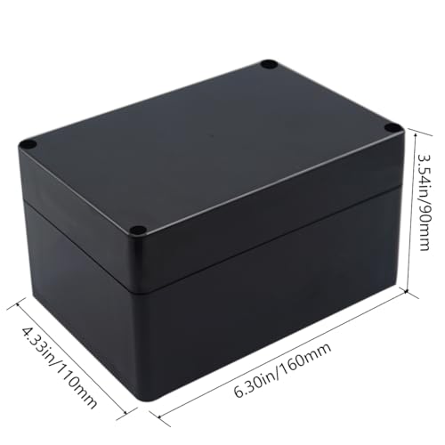Project Box IP65 Waterproof Junction Box ABS Plastic Electrical Boxes DIY Electronic Project Case Power Enclosure 6.3x4.33x3.54 inch (160 x 110 x90 mm) - color: Black, size: 6.30"x4.33"x3.54"