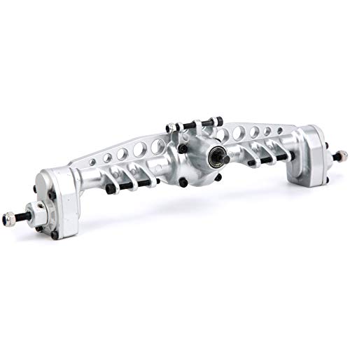 Metal Rear Portal Axle Assembly, Upgraded Bevel Gear Set with 8.7in Length for 1/10 SCX10 III RC Crawler (Silver