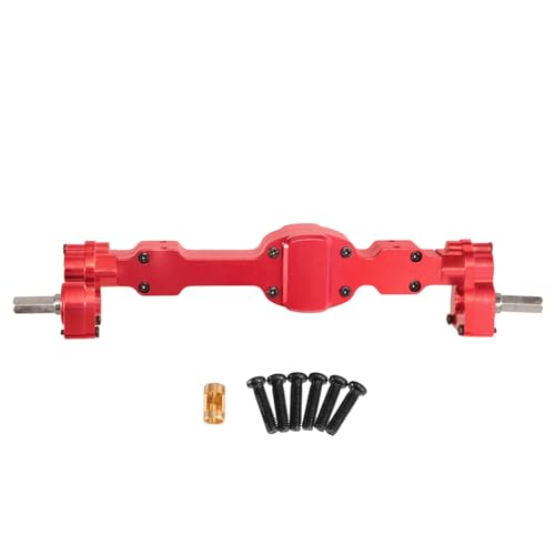CNC Aluminum Anodized Full Metal Portal Axle Assembly for JJRC C8815 1/10 C8835 1/16 MB Retro RC Crawler Upgrades Parts (Red Rear) - color: Red Rear