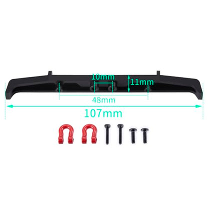 CNC Aluminum Front & Rear Bumper Mounts Set for 1/18 TRX4M RC Car | 26g Front and 16g Rear Bumper with Tow Trailer Hook for 1/18 TRX4M High Trail K10 RC Crawler Car Upgrade Parts