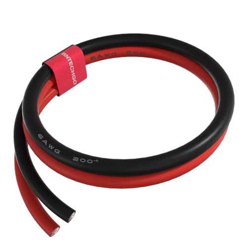 BNTECHGO 6 AWG Silicone Wire Red Black 3ft Stranded Tinned Copper Wire | Flexible 6 Gauge Stranded Wire Silicone Rubber Insulation For RC Models, Drone, Robot, Battery, EV Charger, 3D Printer, DIY - size: 2 Colors Each 3ft