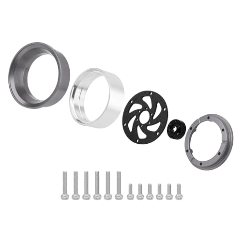 ModuWheel 1.3" Negative Offset Aluminum + Carbon Fiber Base Beadlock Wheels for 1/24 1/18 SCX24 TRX4m Ascent-18 RC Crawler (gray) - color: gray