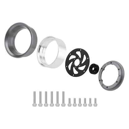 ModuWheel 1.3" Negative Offset Aluminum + Carbon Fiber Base Beadlock Wheels for 1/24 1/18 SCX24 TRX4m Ascent-18 RC Crawler (gray) - color: gray