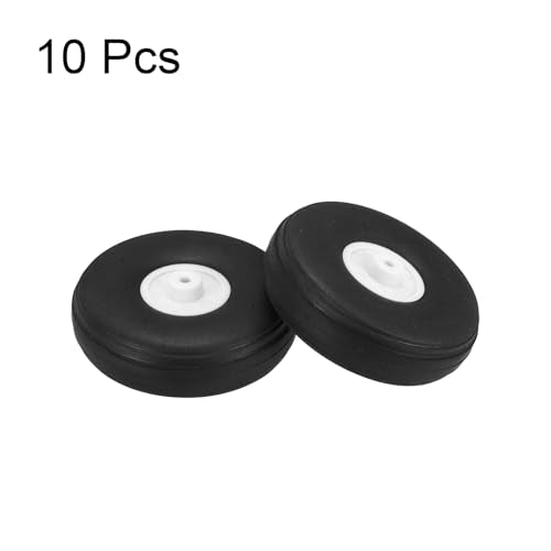 MECCANIXITY 10Pcs RC Airplane Wheels 1.8" OD Aircraft PU Rubber Tire Tail Airplanes Wheel Replacement for DIY Model Plane Helicopter Car - size: 1.8" OD
