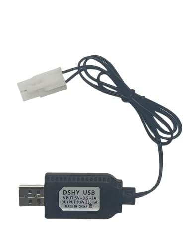 9.6V NiMH/NiCd Battery Charger Cable with Standard Tamiya Plug Compatible RC Car RC Tank RC Plane RC Boat and Other Remote Control Toys for Universal 9.6V Lipo Battery USB Charger