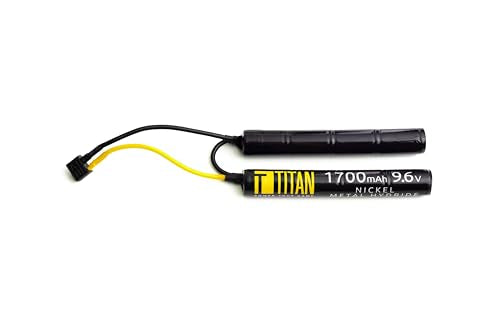 Titan Batteries Nimh Airsoft Battery Compatible with AEG Airsoft Gun - 9.6V, 1700 mAh Nunchuck