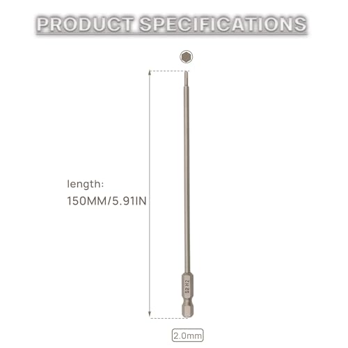 RC Hex Bit 6 Inch Power Bits 4mm for Screwgun/Power Drill(2MM X 3PCS) | High-speed Steel Precision Screwdriver Bits,Hex Head Allen Wrench Drill Bit Set,Magnetizable Tips,S2 alloy steel - size: 2MM X 3PCS