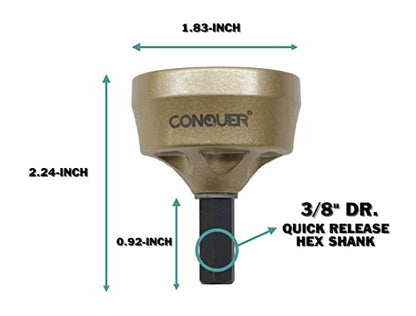 CONQUER Deburring External Chamfer Tool, Tungsten Blade, Fits 1/2"-1 3/8" | For Steel, Copper, Brass, Aluminum, PVC & Wood. 1/4" quick-release shank, spark-free 0-400 RPM. Repairs bolts, rods & pipes - size: PREMIUM TUNGSTEN Blade 1/2"-1 3/8"(13mm-35mm)