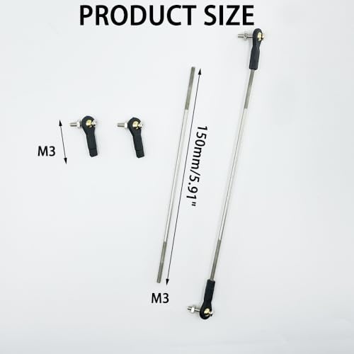 2PCS RC Toy Push Rod Adjustable Tie Rods Ball Head Joint Servo Linkage Link Rod for RC Airplane Helicopter Car Boat DIY Model Toy Parts (M3x150mm) - style: M3x150mm