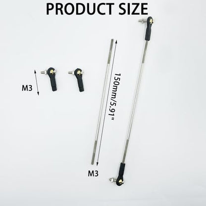 2PCS RC Toy Push Rod Adjustable Tie Rods Ball Head Joint Servo Linkage Link Rod for RC Airplane Helicopter Car Boat DIY Model Toy Parts (M3x150mm) - style: M3x150mm