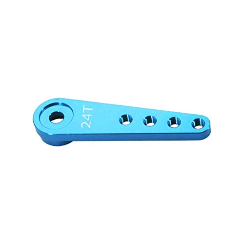 DEVMO Metal Aluminum 1.25" 24T Servo Horn Single Sided Steering Arm M3 Threads for RC Car Truck Off Road Buggy Accessories (Blue)