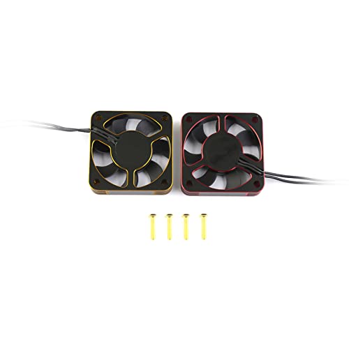 Lifehead 28000RPM Motor and ESC Cooling Fan Cooler RC Aluminum Cooling Fan for RC car 1/8 1/10 1/12 Scale 540 550 and Other Brushed/brushless Motors (red + Gold) 25 * 25mm - color: Red (25*25*10mm)