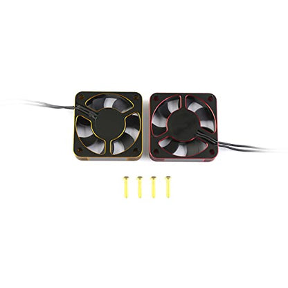 Lifehead 28000RPM Motor and ESC Cooling Fan Cooler RC Aluminum Cooling Fan for RC car 1/8 1/10 1/12 Scale 540 550 and Other Brushed/brushless Motors (red + Gold) 25 * 25mm - color: Red (25*25*10mm)