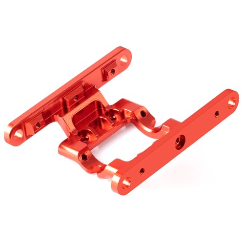 CNC Aluminum Center Frame Brace Transmission Skid Plate Gearbox for FMS FCX18 LC80 1/18 RC Crawler Car Upgrades (Red) - color: Red