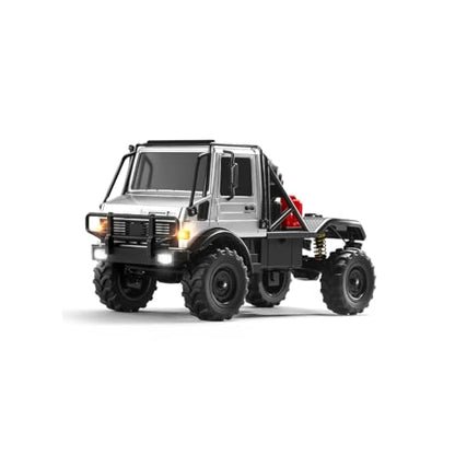 1/18 Semi-Truck RC Crawler MN-333, 4WD Alloy 4x4 RC Car, Portal Axles, 2-Speed Transmission, Full LED Lights for Hobbyists(Silver) - color: Silver
