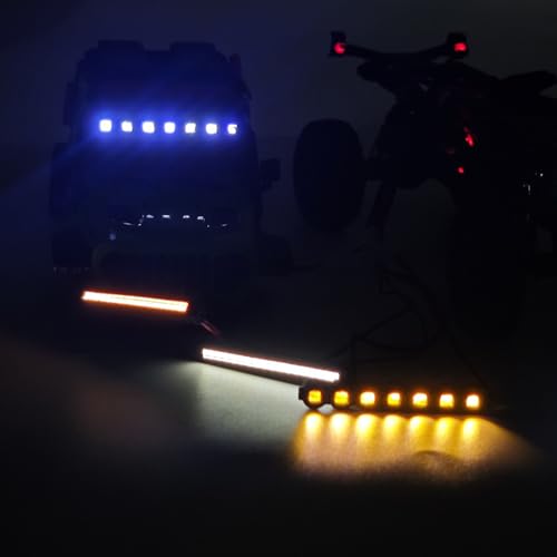 Plastic Roof Round Light LED Strip Lights Bar Bumper Spotlight for 1/30 RC Crawler Car SCX30 Jeep Wrangler Part (White Roof Light Bar)