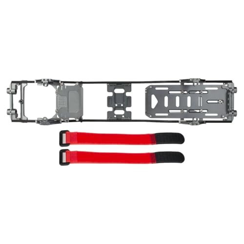 SCX10 Chassis Set for 1/10 RC Crawler w/Carbon Fiber Rails Metal Brace Skid Plate Adjustable Shock Mount Radio Box Battery Tray (Gray Set) - color: Gray Set