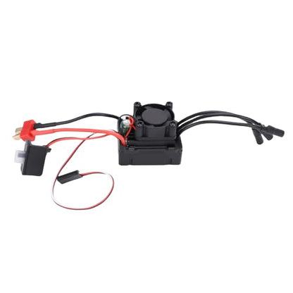 Brushless ESC, Rainproof 35A Continuous Current Sensorless Motor ESC, Electronic Speed Controller with Cooling Fan for 1/16 1/14 Scale RC Cars