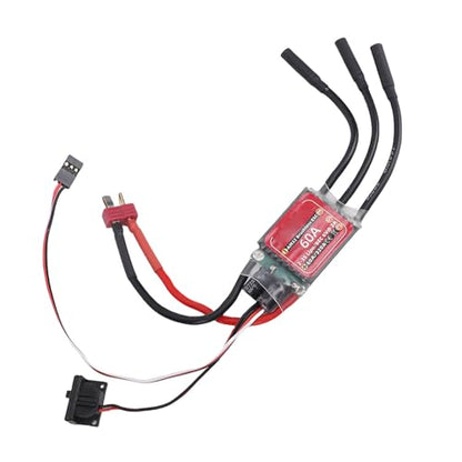 Dpofirs 60A Sensorless Brushless ESC for RC Vehicles | Unidirectional Bidirectional Speed Controller 2-3S Lipo 2A BEC Smooth Regulation Drag Brake for 2847 540 3650 Motor 1/10 Car Truck