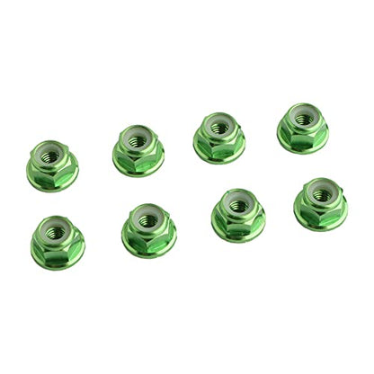 8PCS Flange M4 Lock Nuts Serrated Nylon Self-Tightening Aluminum M4 Wheel Hardware for Axial HPI TLR ECX Model RC Car Vehicles Upgraded Replacement Parts (Green) - color: Green