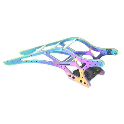 Titanium LCG Chassis Frame Kit with Brass Skid Plate, Steel Driveshaft, Aluminum Links for Axial SCX24 1/24 RC Crawler, Rainbow Titanium Finish