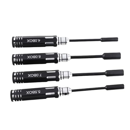 JTLB 4pcs Hex Socket Nut Driver Set Hex Wrench Set Key 4.0MM 5.5MM 7.0MM 8. with Aluminum Alloy Handle for RC Cars Model Airplanes