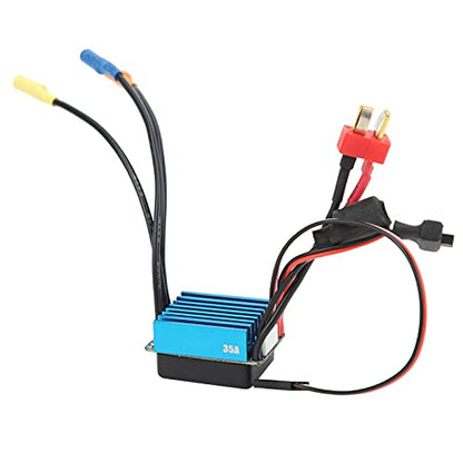 RC 35A Sensorless Brushless ESC Speed Controller, Waterproof 35A ESC for 1/10 1/14 1/16 1/18 RC Car, High Performance 4 Poles ESC with Overheat Protection and Splash - Proof Design