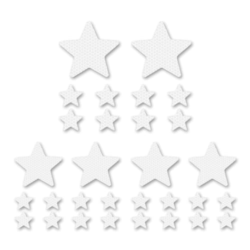 Craedli 1Set Star Car Reflective Sticker Decal, Waterproof Vinyl Car Night Visibility Warning Sticker, Personalized Auto Safety Sign Body Decal Decoration for Motorcycle, Truck, Bicycle (White) - color: White