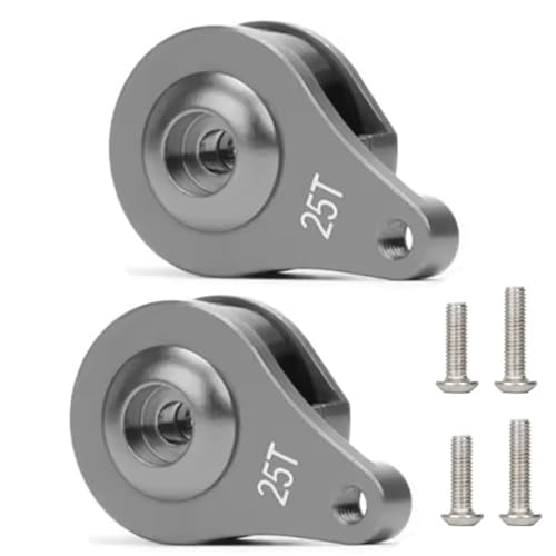 2 Sets Aluminum 25T Servo Saver 1 Hole Adjustable Hi-Torque Servo Horn for 1/10 SCX10 Capra TRX4 TRX6 RC Car Crawler Boat Parts (Titanium) - color: Titanium