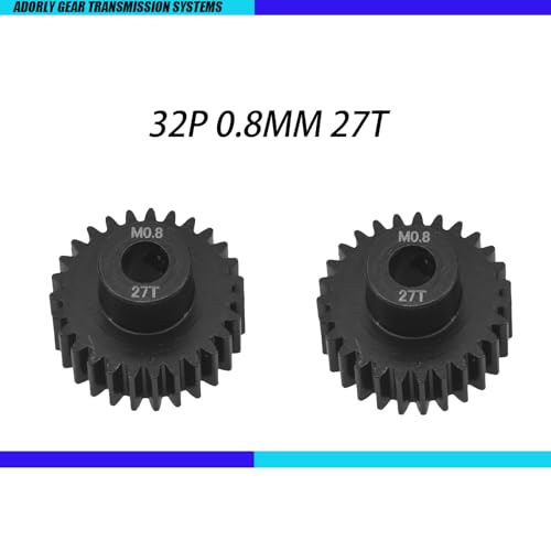 2Pcs Hard Steel 32P 0.8M 27T Pinion Gear Motor Gear 5mm Shaft for Traxxas Udr Pinion Gear 5647 Upgrade Parts